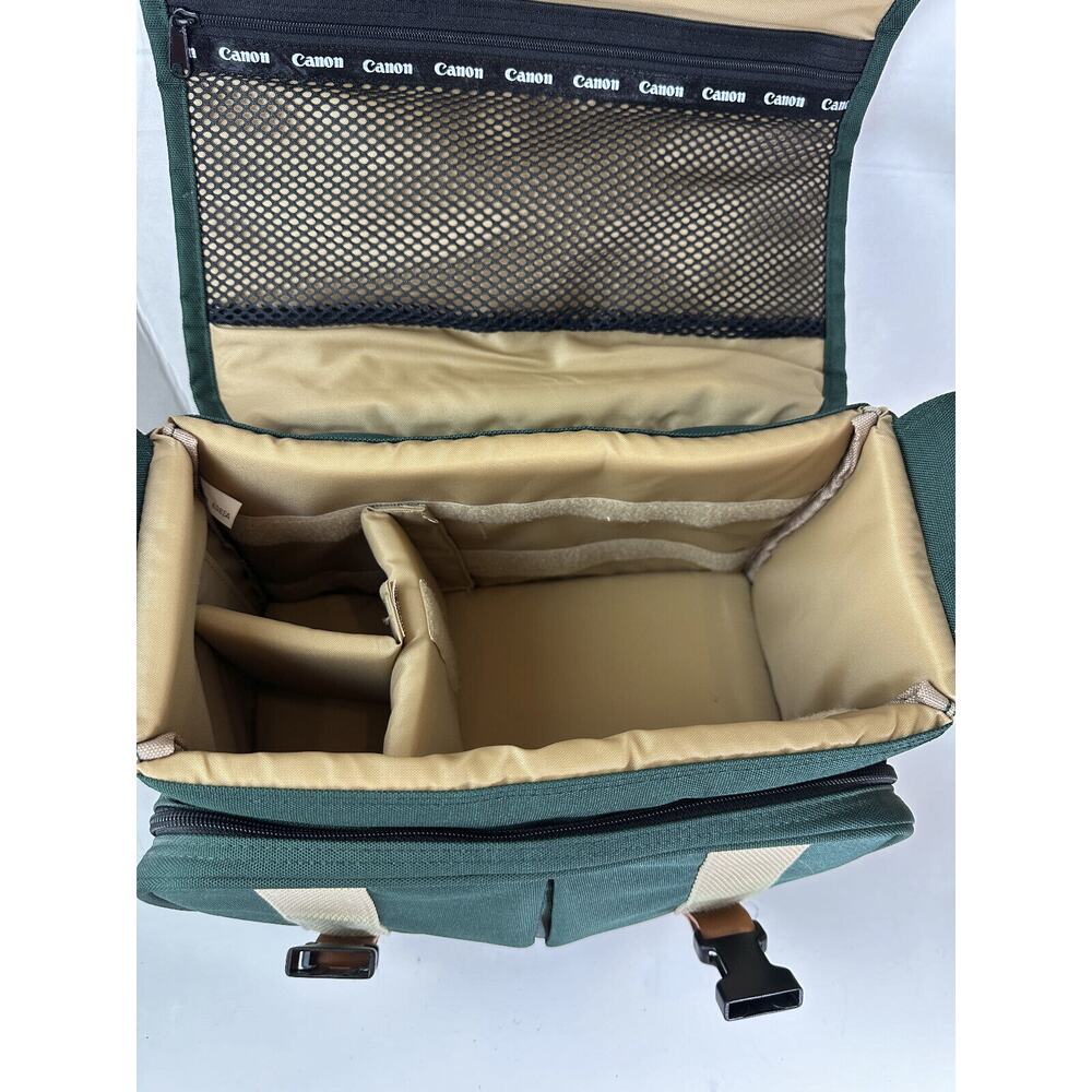 Retro Canon Camera Bag Organizer Green Pockets Shoulder Strap DSLR Carry Case - Picture 11 of 15